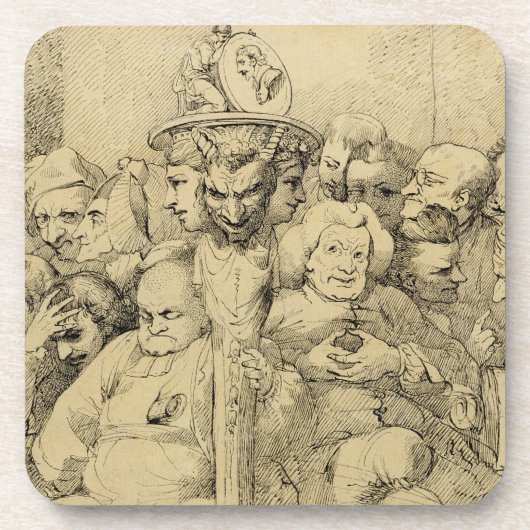 円形浮彫りのまわりで組み立てられる文学的なキャラクター コースター (正面)