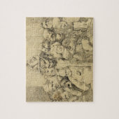 円形浮彫りのまわりで組み立てられる文学的なキャラクター ジグソーパズル (縦)