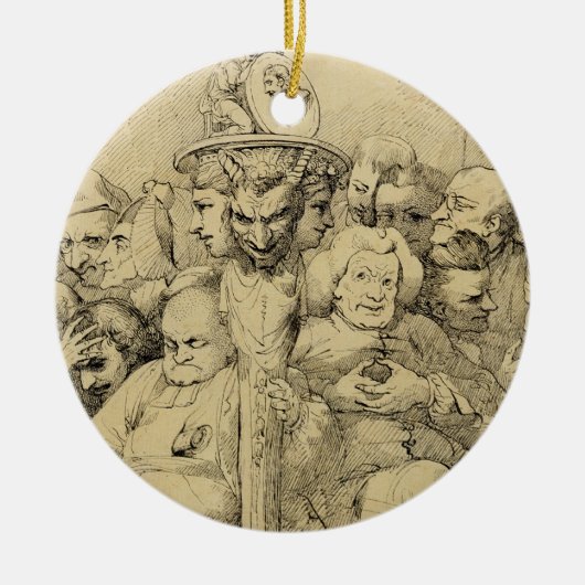 円形浮彫りのまわりで組み立てられる文学的なキャラクター セラミックオーナメント (正面)