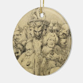 円形浮彫りのまわりで組み立てられる文学的なキャラクター セラミックオーナメント (左)