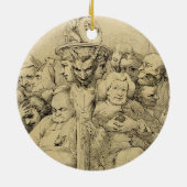 円形浮彫りのまわりで組み立てられる文学的なキャラクター セラミックオーナメント (裏面)