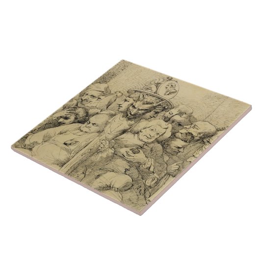 円形浮彫りのまわりで組み立てられる文学的なキャラクター タイル (側面)