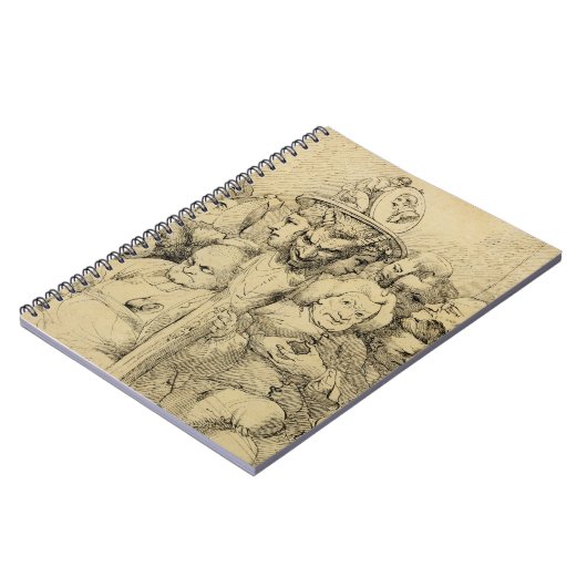 円形浮彫りのまわりで組み立てられる文学的なキャラクター ノートブック (左側)