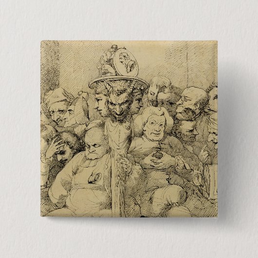 円形浮彫りのまわりで組み立てられる文学的なキャラクター 缶バッジ (正面)