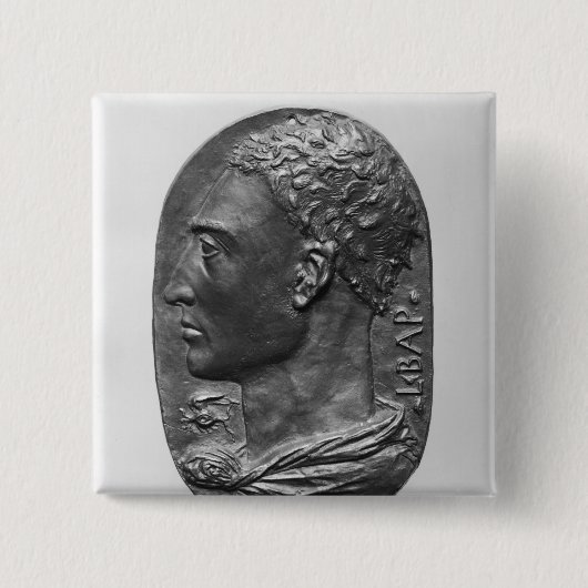 円形浮彫りの自画像 缶バッジ (正面)