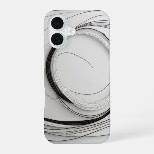 円形線アート iPhone 16ケース (裏面)