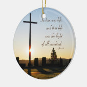 円形聖書の詩の日の出 セラミックオーナメント (左)