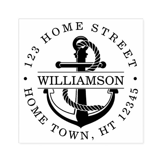 円形航海のいかり差出人住所 ラバースタンプ (インプリント)