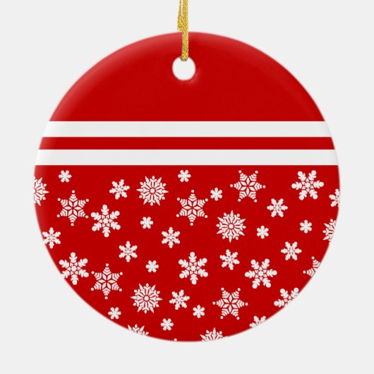 円形赤い雪片のクリスマスのオーナメント セラミックオーナメント (裏面)