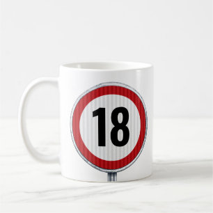 円形道路標識を持つ18th誕生日パターン コーヒーマグカップ