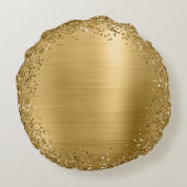 円形金ゴールドグリッターとホイルロゴ ラウンドクッション (裏面)