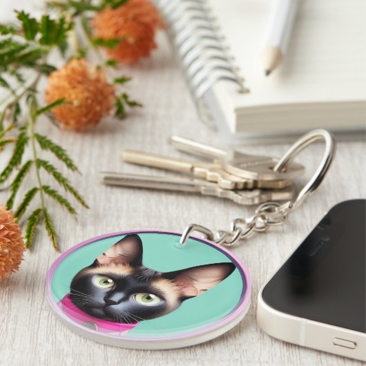 円形鏡 キーホルダー (正面右)