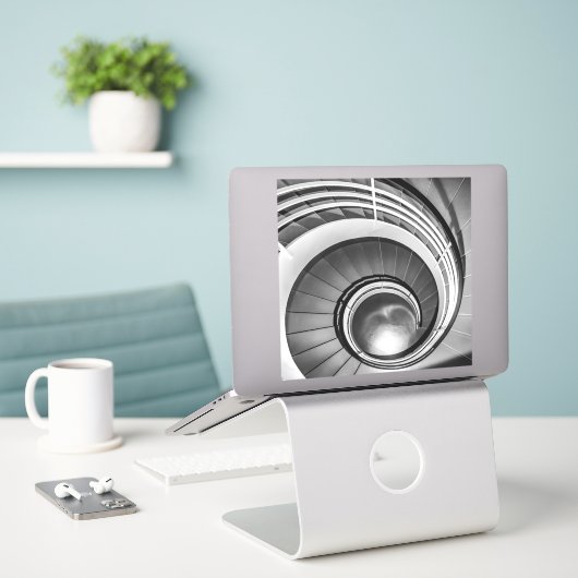 円形階段BW シール (デスク上のノートパソコン)