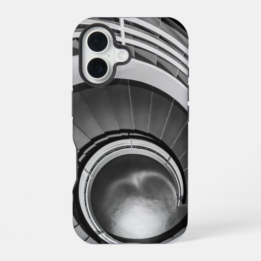 円形階段BW iPhone 16ケース (裏面)