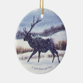 円形雪のオオシカ セラミックオーナメント (右)