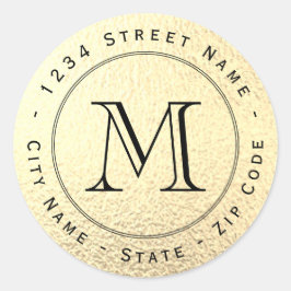円形青銅箔モノグラム差出人住所ラベル ラウンドシール