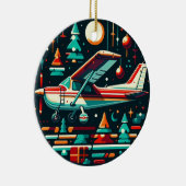 円形飛行機セスナクラシックオーナメント セラミックオーナメント (右)