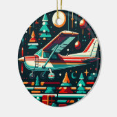 円形飛行機セスナクラシックオーナメント セラミックオーナメント (左)