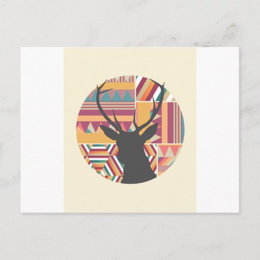 円形鹿 ポストカード (正面)