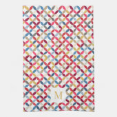 円形4分の1パターン赤金ゴールドモノグラム キッチンタオル (縦)