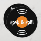 円形60sロックンロールのバースデーパーティ招待状 招待状 (正面/裏面)