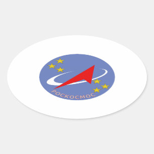 円形Roscosmos飛行ロゴ 楕円形シール
