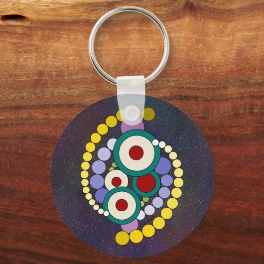 円抽象芸術アートワーク キーホルダー (正面)