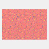 円抽象芸術パターン – 赤面、ラベンダー ラッピングペーパーシート (正面3)