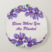 円枕に植えた紫色の花 ラウンドクッション (裏面)