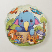 円枕の両側違うプリント ラウンドクッション (裏面)