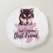円枕の忠実な連最高の友、友人 ラウンドクッション (裏面)