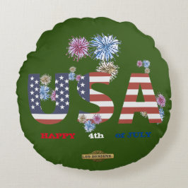 円枕「7月4日HAPPY 4 OF JULY」 ラウンドクッション