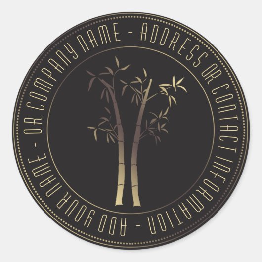 円枠に竹を入れた金ゴールド ラウンドシール (正面)