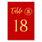 円枠の二重の幸福中国の結婚の テーブルナンバー (裏面)