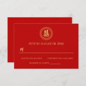 円枠の二重の幸福中国の結婚の 出欠カード (正面/裏面)