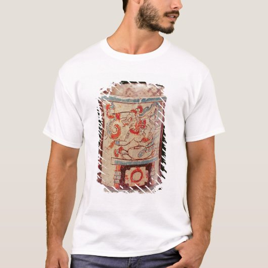 円柱スピーチのカールを持つ神を描写します Tシャツ (正面)