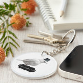 円柱帽子をかぶった紳士の鳥 キーホルダー (正面右)