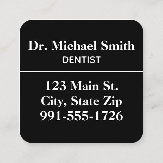 円歯モダンのロゴ歯科医と歯科医院 スクエア名刺 (裏面)