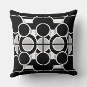 円白黒モダンの幾何学的パターン クッション (裏面)