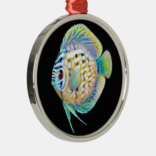 円盤投げのシクリッドのアクアリウムの魚のオーナメント メタルオーナメント (右)