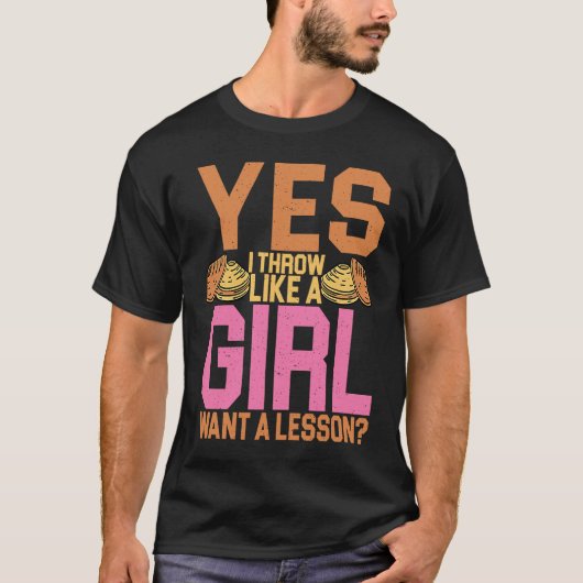 円盤投げ選手 Yes I Throw Like A Girl 円盤投げ Tシャツ (正面)