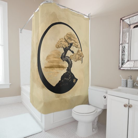 円祖禅サークル盆栽 – ゴールデンサンライズ シャワーカーテン (インサイチュ)