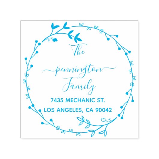 円素朴花手書き差出人住所 セルフインキングスタンプ (デザイン)