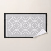 円花びらダイヤモンド黒灰色ホワイト バスタオルセット (ハンドタオル)