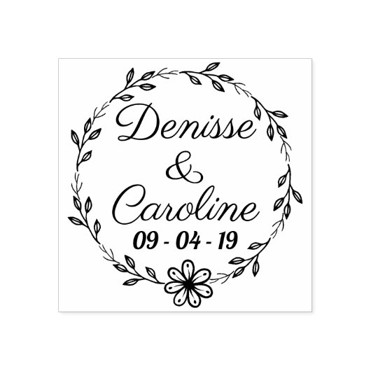 円葉素朴の花の日付を保存 ラバースタンプ (インプリント)