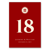 円赤二重モダン幸福中国の結婚の テーブルナンバー (裏面)