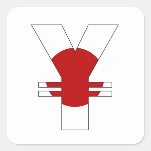 円通貨記号お金サイン日本フラグ スクエアシール (正面)