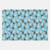 円錐付き白い雪の松の枝 ラッピングペーパーシート (正面3)