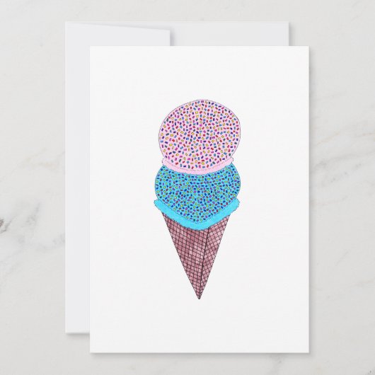 円錐形のかわいい誕生日の倍のアイスクリーム カード (正面)