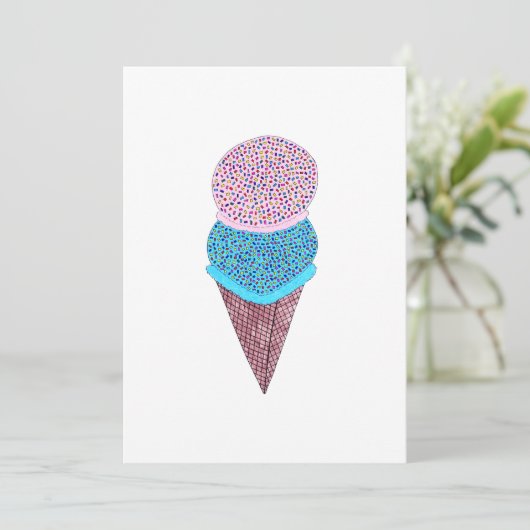 円錐形のかわいい誕生日の倍のアイスクリーム カード (スタンド正面)